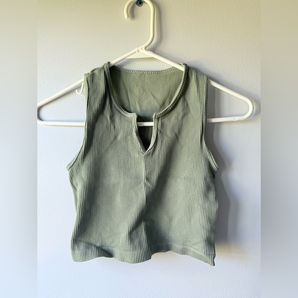 Nikibiki Sage Green Ribbed Sleeveless Top One Size